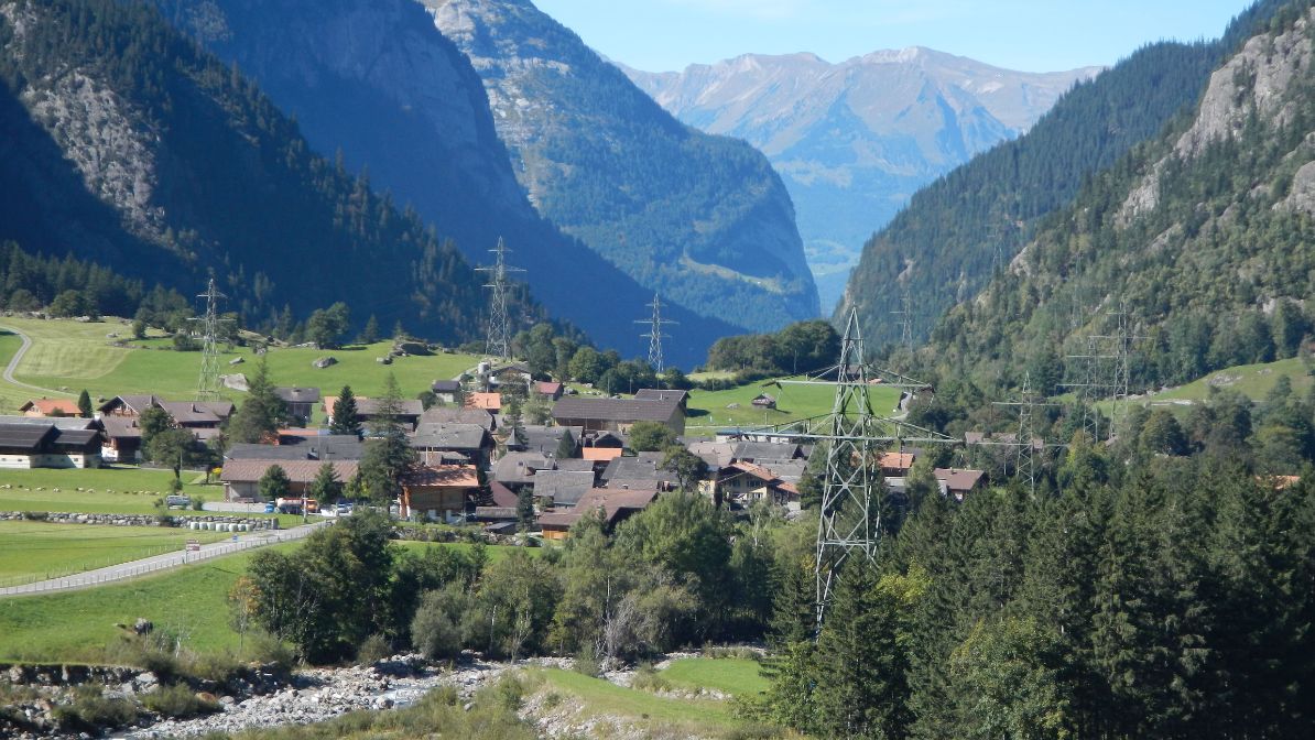 Tracé actuel de la ligne à Guttannen (BE)